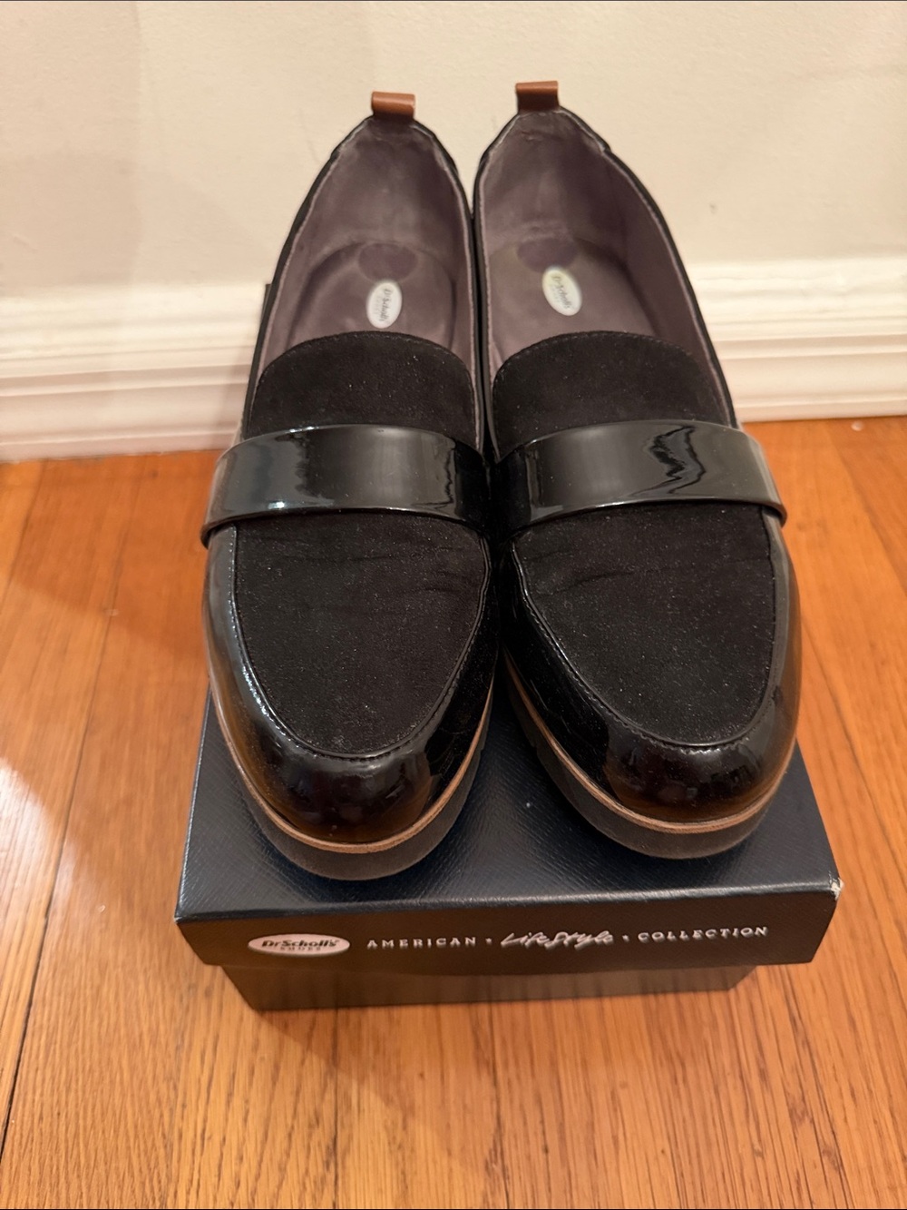 Dr. Scholl's Women's Black Suede and Patent Loafers